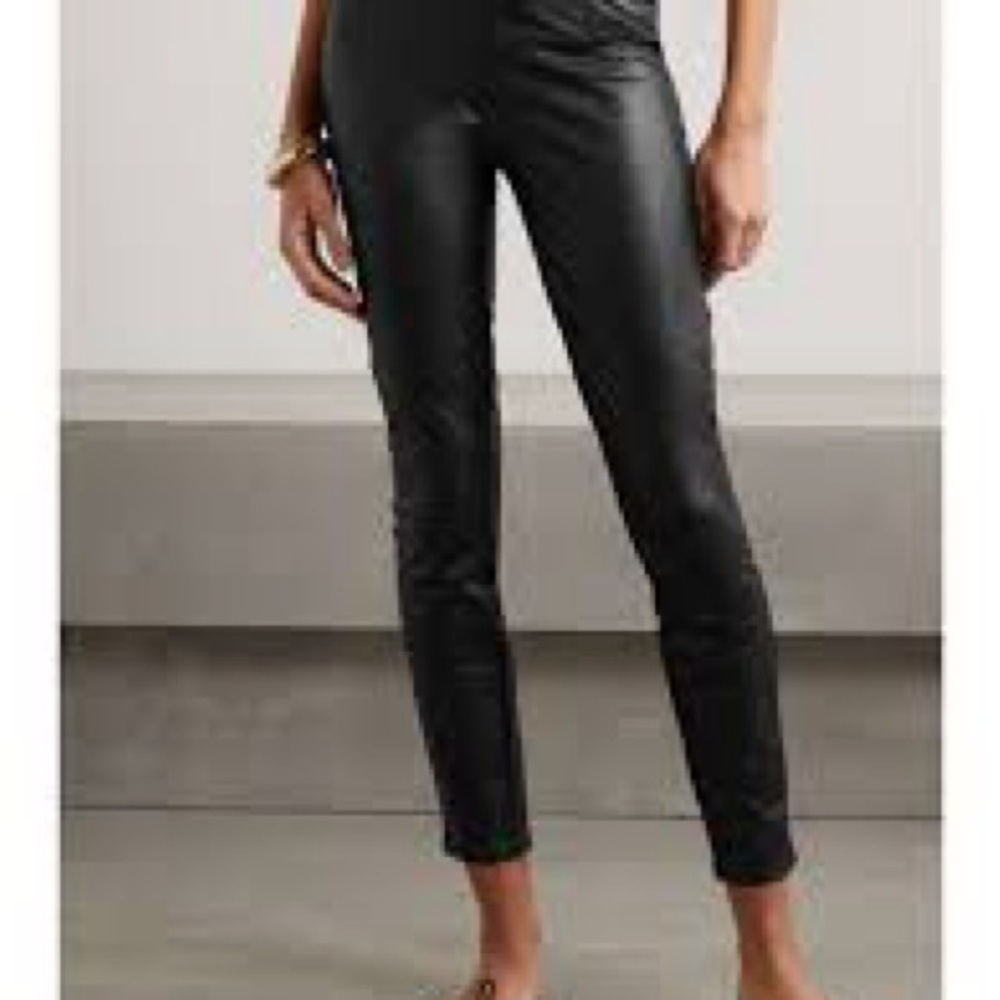 SPANX Black Vegan Leather Legging Pants High Waist Slim Fit Sz XS